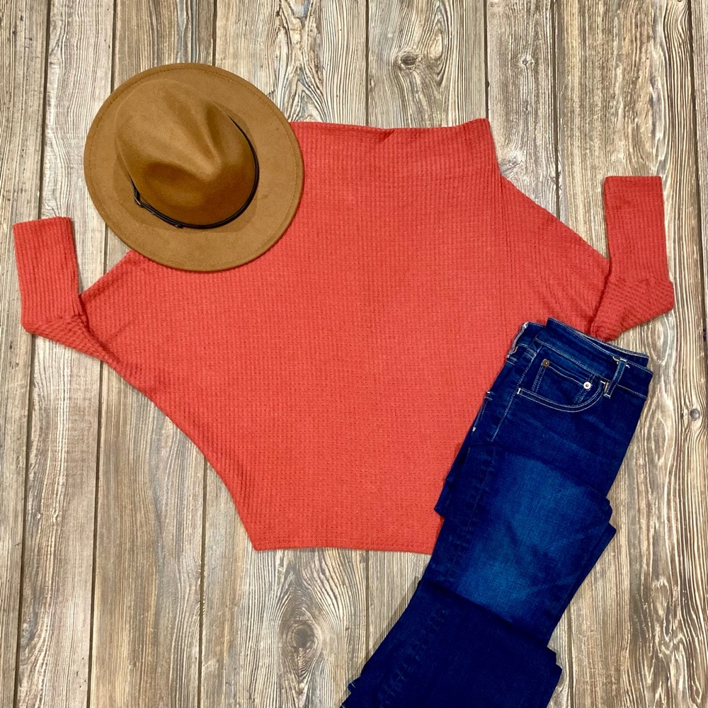 Rust Off Shoulder Sweater